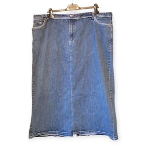 Vintage Denim Maxi Skirt Stretch sporty casual blue size 3X Plus Size